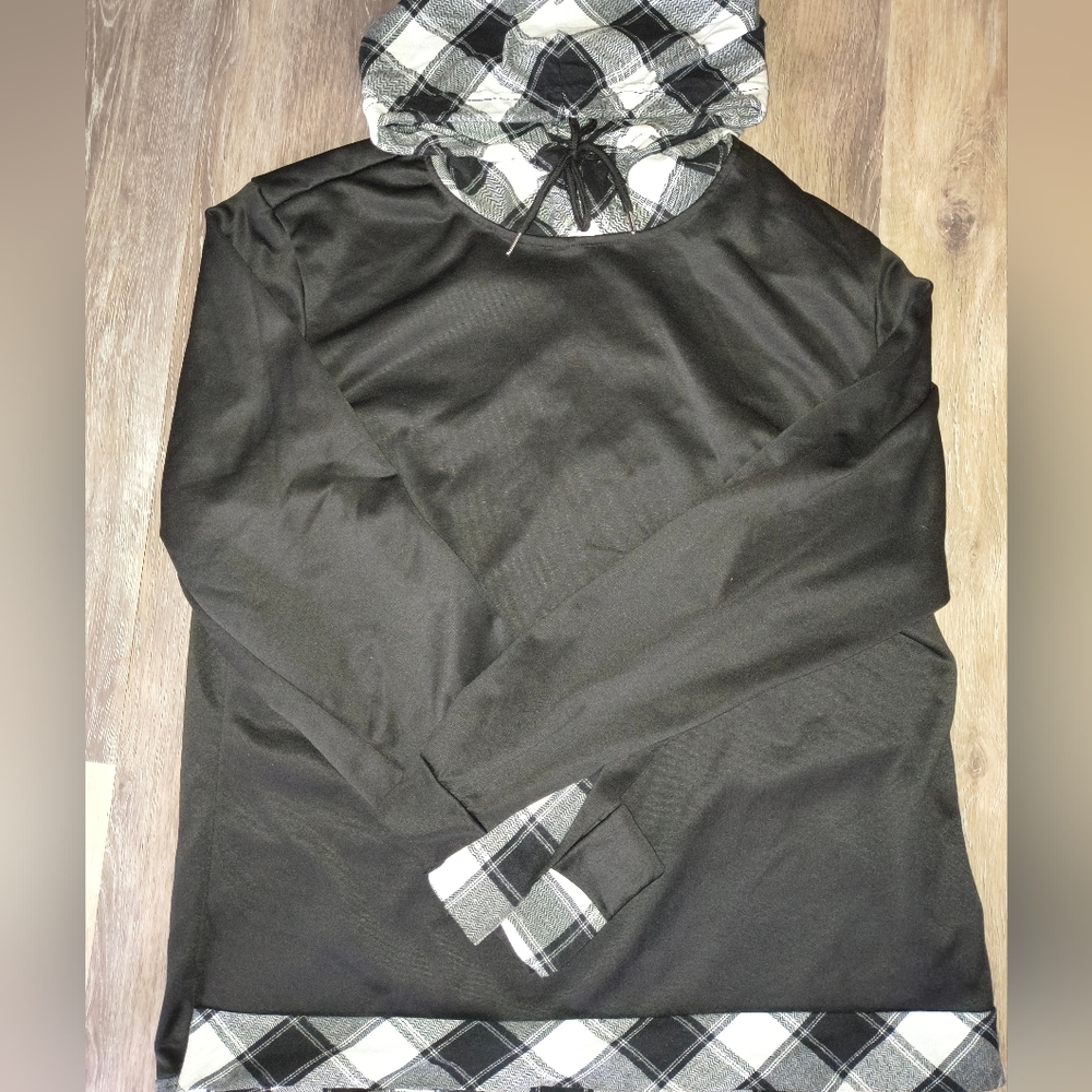 Sport-Tek Black and White Plaid Hoodie